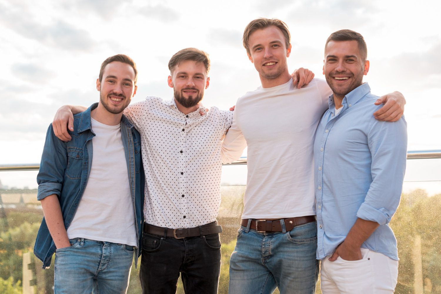 Group of Friends Standing Together Outdoors